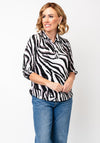 YEW Zebra Print Collared Top, Black