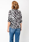 YEW Zebra Print Collared Top, Black