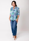 Yew Animal Print Button Detail Blouse, Blue