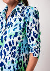 Yew Animal Print Button Detail Blouse, Blue