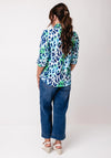 Yew Animal Print Button Detail Blouse, Blue