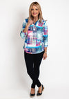 Leon Collection Lined Half Button Blouse, Multi