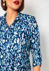 Yew Abstract Print Half Buttoned Blouse, Navy Multi