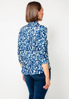 Yew Abstract Print Half Buttoned Blouse, Navy Multi