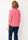 YEW Geo Striped Polo Collar Top, Coral Red