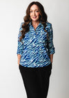 Yew Animal Print Button Detail Blouse, Blue Multi