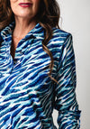 Yew Animal Print Button Detail Blouse, Blue Multi
