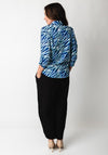 Yew Animal Print Button Detail Blouse, Blue Multi