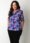 Yew Animal Print Button Detail Blouse, Pink and Purple