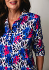 Yew Animal Print Button Detail Blouse, Pink and Purple