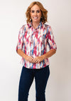 Yew Abstract Print Half Button Top, Pink Multi