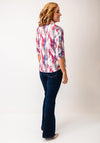 Yew Abstract Print Half Button Top, Pink Multi