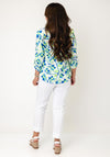 YEW Button Up Abstract Print Top, Green Multi