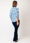 Yew Abstract Print Half Button Top, Teal Blue
