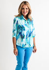 Leon Collection Tropical Print Top, Green & Blue