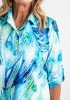 Leon Collection Tropical Print Top, Green & Blue