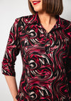 Yew Swirl Print Jersey Blouse, Black