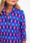 Leon Collection Geometric Print Top, Blue & Pink