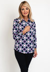 Leon Collection Abstract Triangle Print Top, Navy White