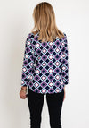 Leon Collection Abstract Triangle Print Top, Navy White