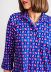 Yew Geo Dot Print Top, Royal Blue & Pink