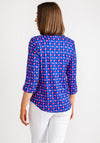 Yew Geo Dot Print Top, Royal Blue & Pink