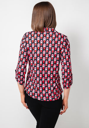 Yew Abstract Print Jersey Blouse, Pink