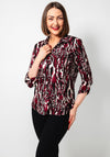 Yew Abstract Print Jersey Blouse, Wine