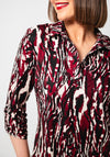 Yew Abstract Print Jersey Blouse, Wine