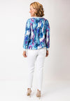 Yew V Neck Abstract Print Top, Blue