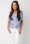 Yew Zebra Print V Neck Top, Blue Multi