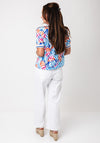 Yew Zebra Print V Neck Top, Blue Multi