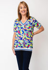 Yew Bright Print V Neck Top, Multi-Coloured