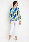 Leon Collection Multi Print V Neck Top, Blue and Yellow