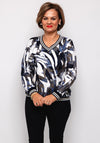 Yew V Neck Abstract Print Top, Grey Multi