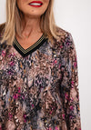Leon Collection Animal Print V-Neck Top, Brown
