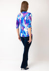 Yew Abstract Print Zip Front Blouse, Purple & Blue