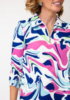 Yew Abstract Print Zip Front Blouse, Multi-Coloured
