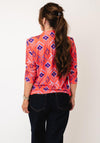 Yew Abstract Print with Button Detail Blouse, Orange Multi