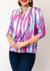 Yew Watercolour Print Elasticated Blouse, Lilac & Teal