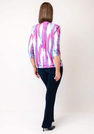 Yew Watercolour Print Elasticated Blouse, Lilac & Teal