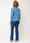 YEW Abstract Geo Print Button Detail Top, Green & Blue