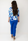 Yew Abstract Print V-Neck Top, Blue & Green