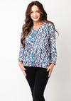 YEW Patterned Printed V Neck Blouse, Green