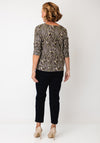 Yew Abstract Print V-Neck Top, Green
