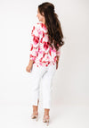 YEW Abstract Print V-Neck Top, Pink Multi