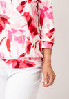 YEW Abstract Print V-Neck Top, Pink Multi