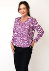 Yew Zebra-Style Print Blouse, Purple and White
