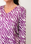 Yew Zebra-Style Print Blouse, Purple and White