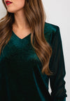Leon Collection V-Neck Shimmer Blouse, Forest Green